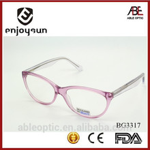 2015 double colors transparent pink acetate hand made spectacles optical frames eyewear eyeglasses